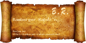 Bamberger Rabán névjegykártya